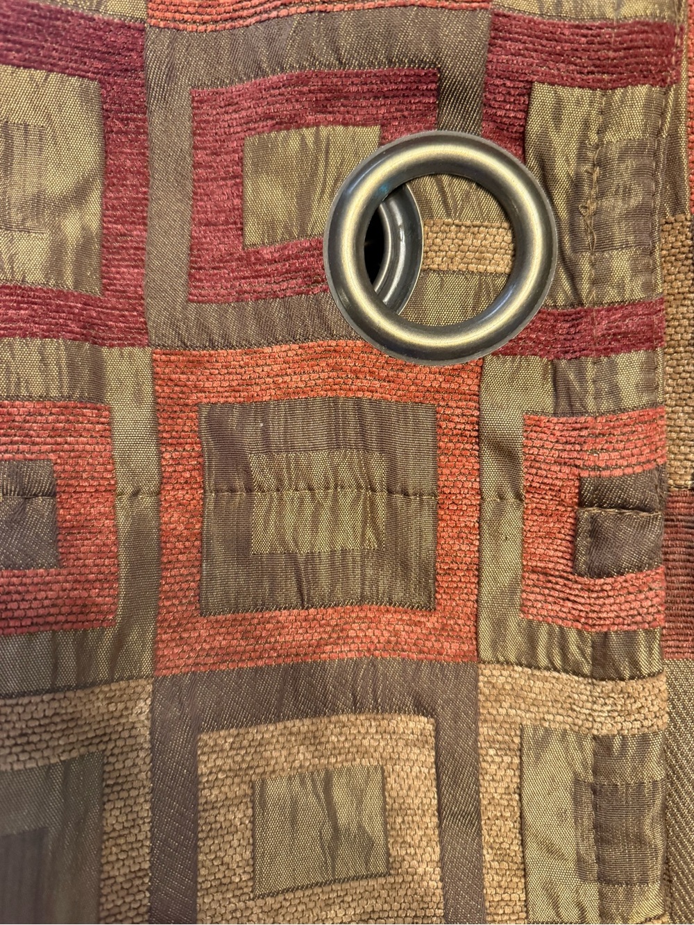 4 Geometric Square Tapestry Wall Hanging Curtains in Rust, Olive, and Tan